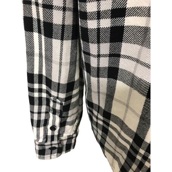 Zara Womens Black White Plaid Flannel Shacket Oversized Relaxed Fit Button Up S - Picture 8 of 10